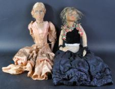 TWO MID 20TH CENTURY PRESSED FELT COVERED DOLLS
