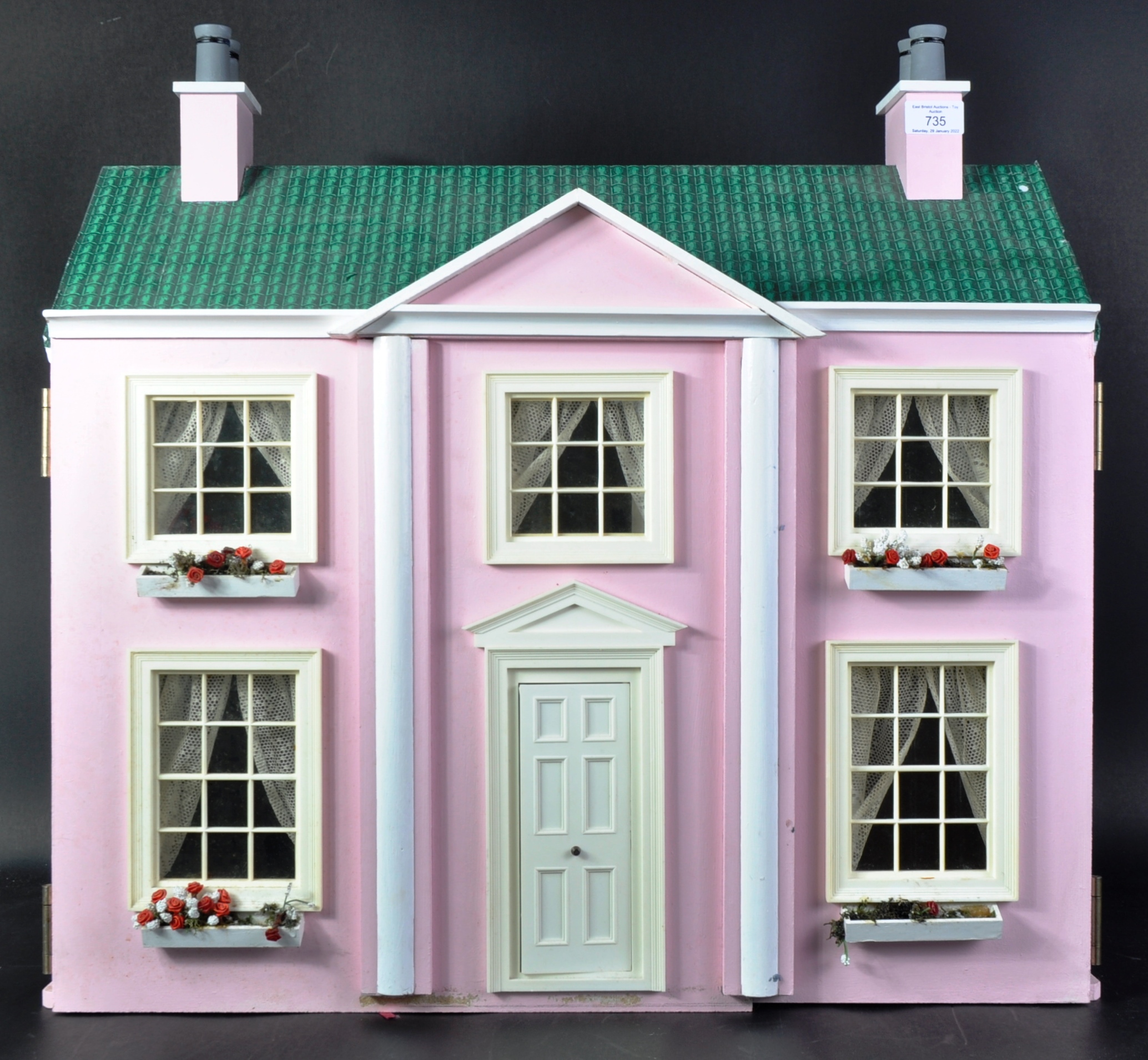 CHARMING VINTAGE HAND BUILT WOODEN DOLLS HOUSE