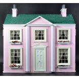 CHARMING VINTAGE HAND BUILT WOODEN DOLLS HOUSE