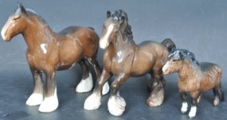 THREE VINTAGE BESWICK HORSE FIGURINES