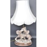 LARGE RESIN CAST ELEPHANT BULL TABLE LAMP