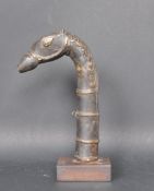ORIENTAL BRASS / BRONSE WALKING STICK HANDLE IN A FORM OF A HORSE HEAD
