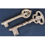 TWO 18TH CENTURY LARGE CAST IRON KEYS