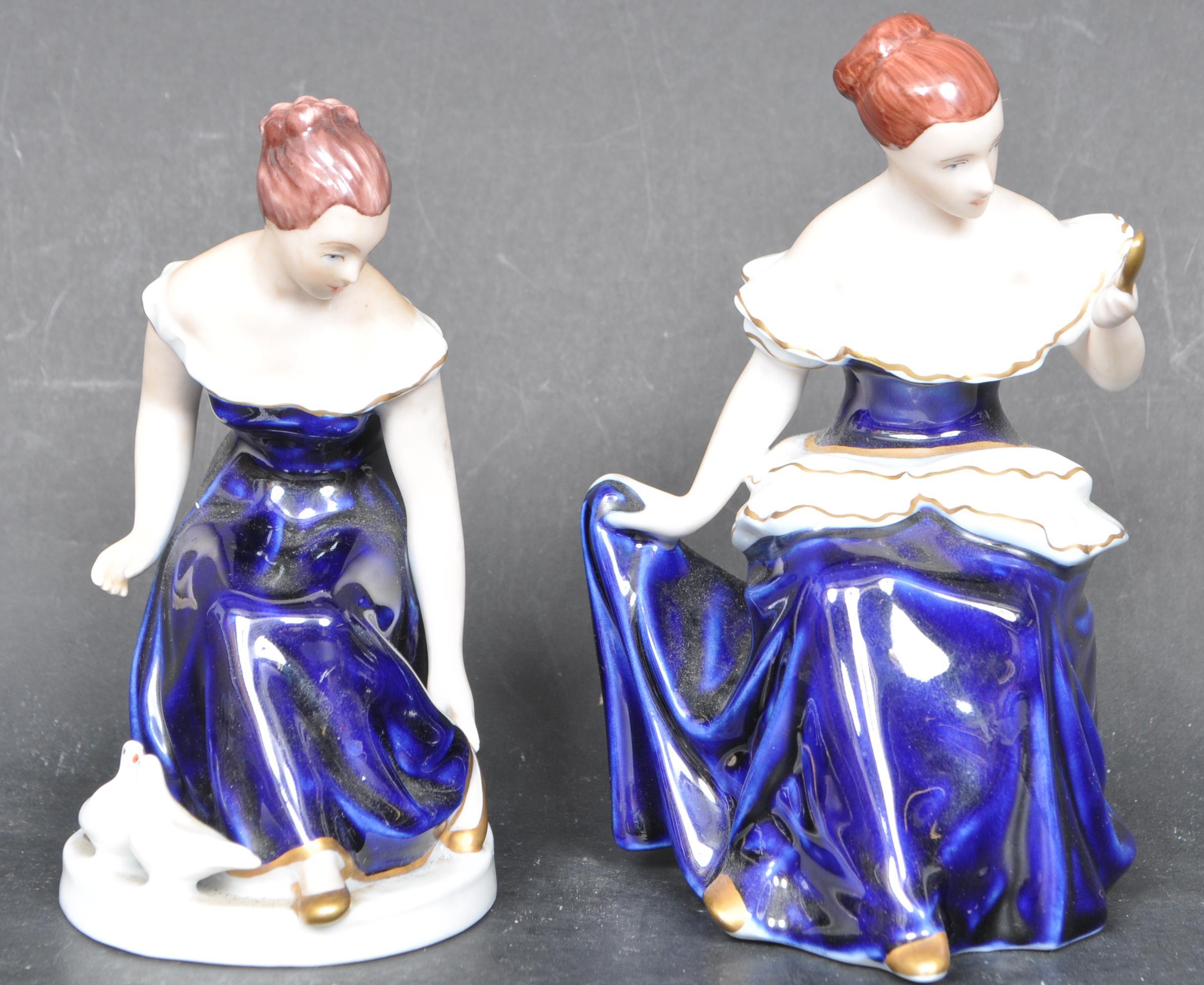 PAIR OF ROYAL DUX PORCELAIN LADIES FIGURINES