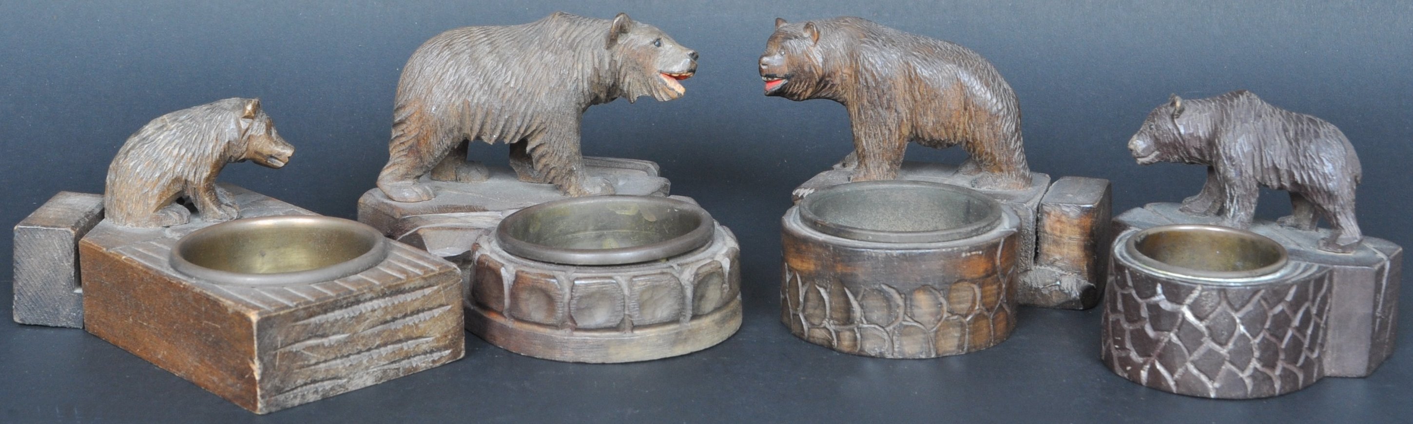 COLLECTION OF 19TH CENTURY HAND CARVED BLACK FOREST BEAR ITEMS