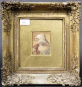 19TH CENTURY MINIATURE PORTRAIT PAINTING IN DEEP FRAME