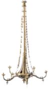 LARGE 19TH CENTURY VICTORIAN ORMOLU HANGING CHANDELIER