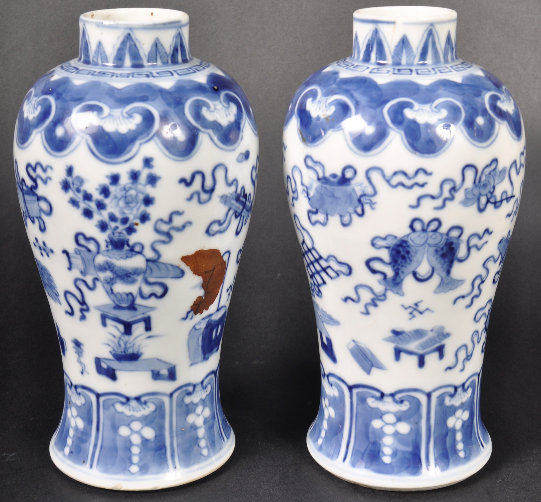 PAIR OF 19TH CENTURY CHINESE KANGXI MARK PRECIOUS OBJECT VASES - Image 9 of 11