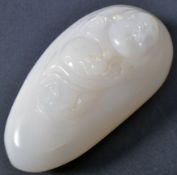 19TH CENTURY CARVED WHITE JADE BUDDHA PANEL