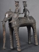 20TH CENTURY INDIAN HEAVY BRONZE FIGURE OF AN ELEPHANT AND WARRIORS