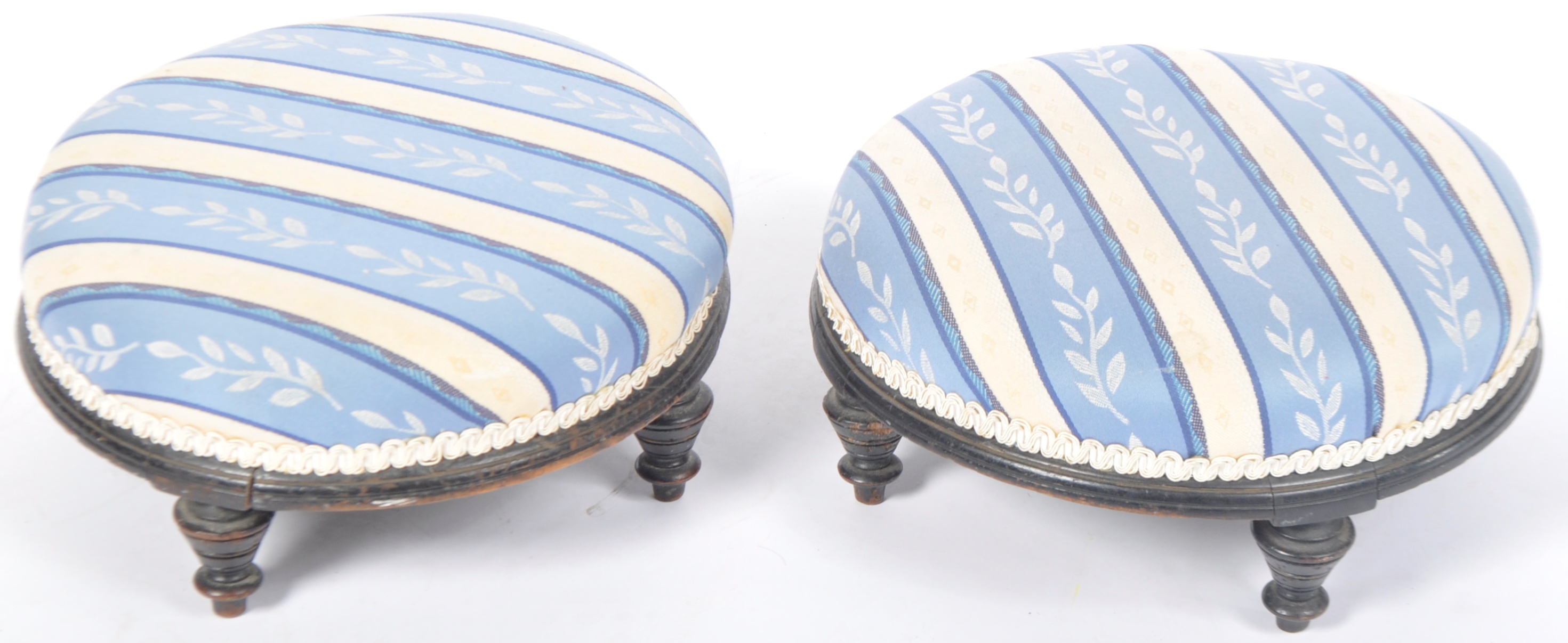 PAIR OF VICTORIAN EBONISED FOOTSTOOLS OF CIRCULAR FORM - Image 2 of 5