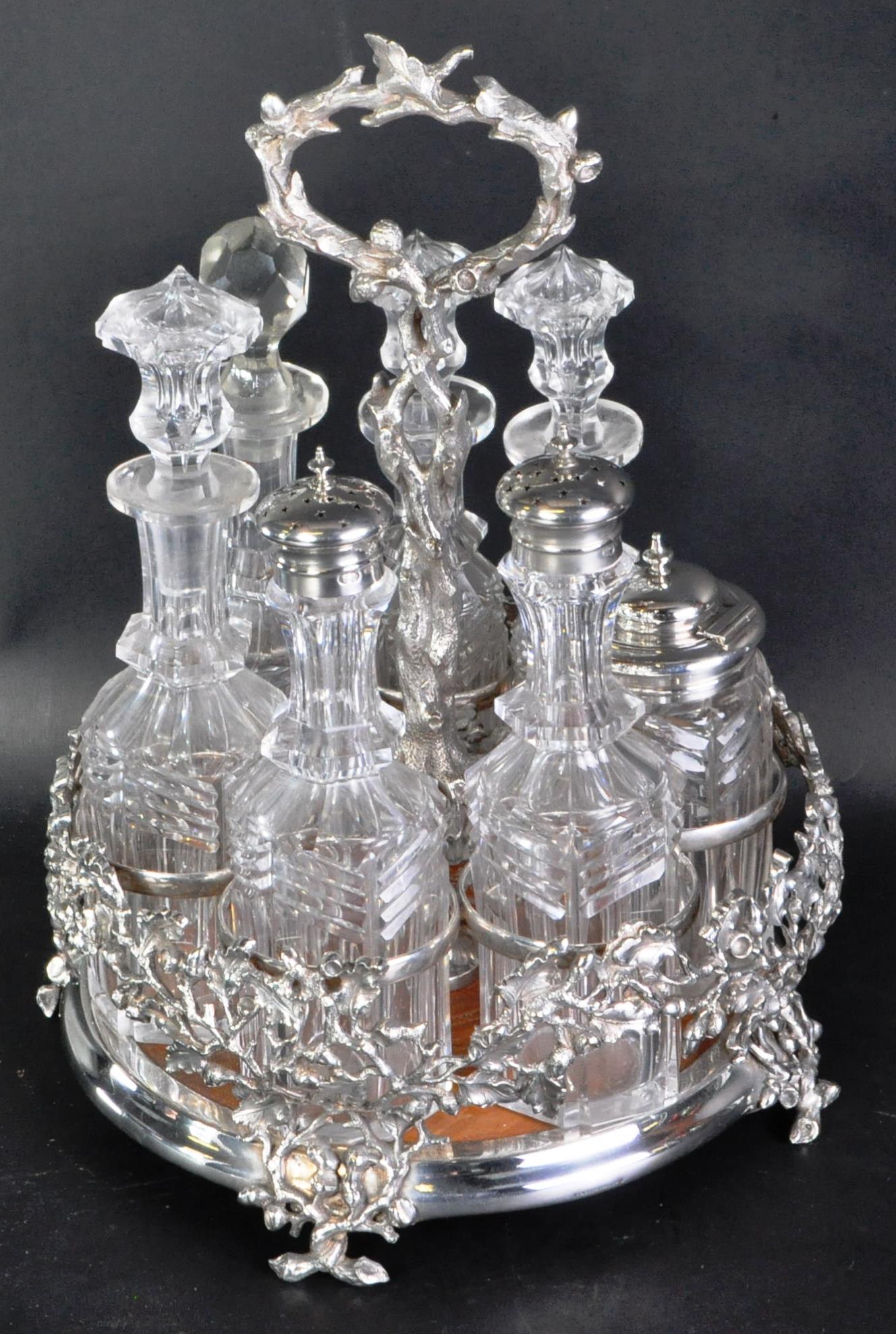 VICTORIAN ELKINGTON SILVER PLATED AND CUT GLASS CRUET SET - Image 2 of 7