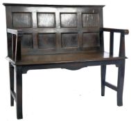 LATE 18TH CENTURY GEORGE III OAK SETTLE BENCH