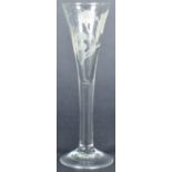 MID 18TH CENTURY JACOBITE ENGRAVED WINE DRINKING GLASS