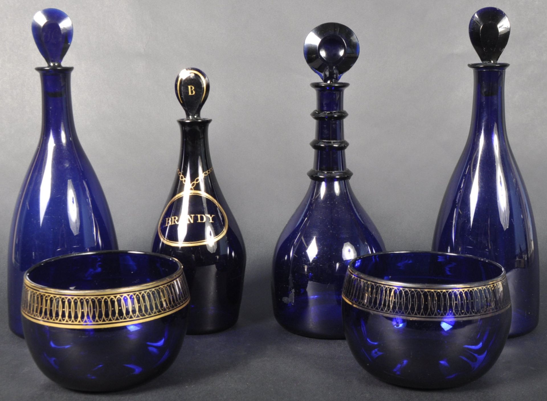 COLLECTION OF GEORGE III BRISTOL BLUE GLASS