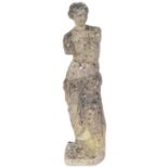 20TH CENTURY RECONSTITUTED STONE GARDEN VENUS DE MILO FIGURE