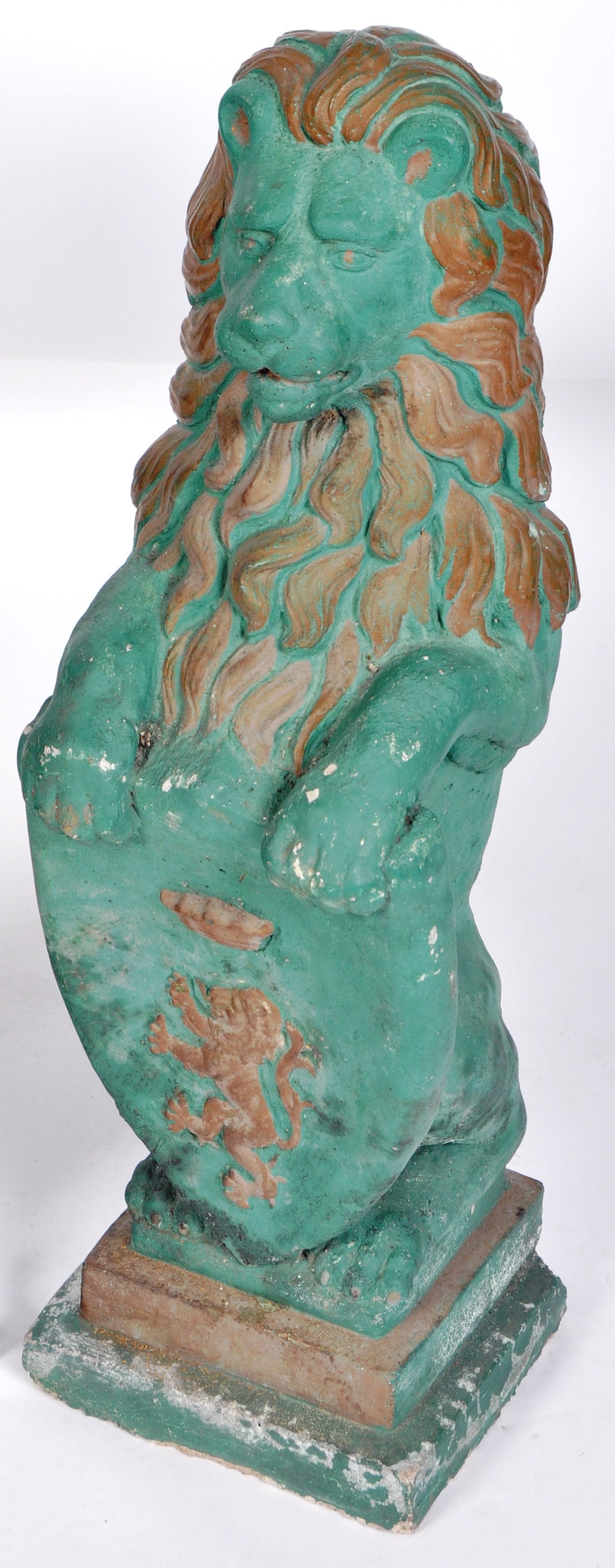 MATCHING PAIR OF PAINTED RECONSTITUTED STONE LION FIGURES - Image 7 of 12