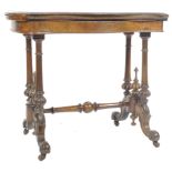 19TH CENTURY VICTORIAN BURR WALNUT CARD TABLE