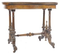 19TH CENTURY VICTORIAN BURR WALNUT CARD TABLE