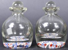 PAIR OF 19TH CENTURY NAILSEA GLASS MILLEFIORI PERFUME BOTTLES
