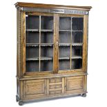 20TH CENTURY OAK GLAZED LIBRARY BOOKCASE / DISPLAY CABINET