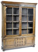 20TH CENTURY OAK GLAZED LIBRARY BOOKCASE / DISPLAY CABINET