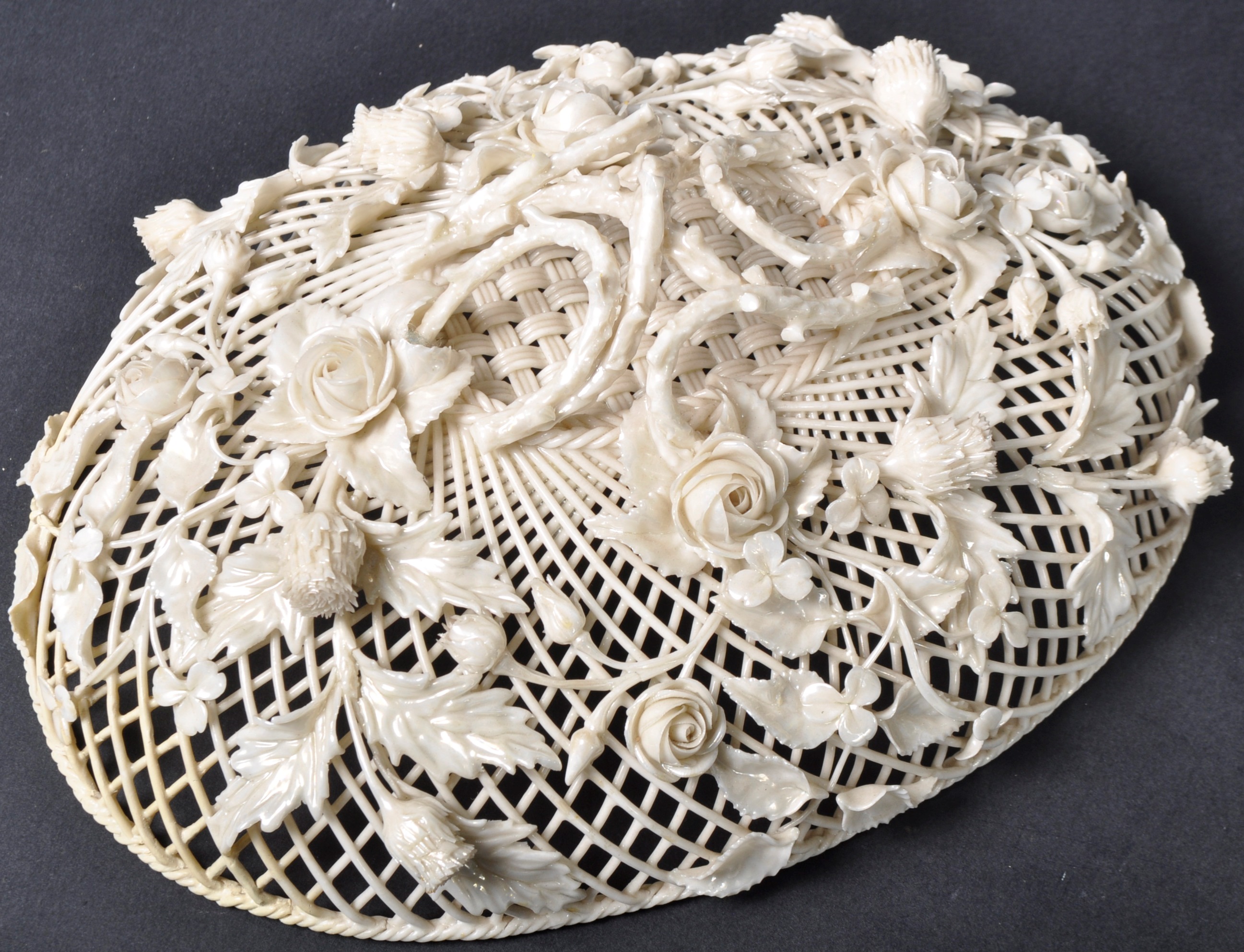 FIRST PERIOD BELLEEK PORCELAIN BASKET & COVER - Image 7 of 9