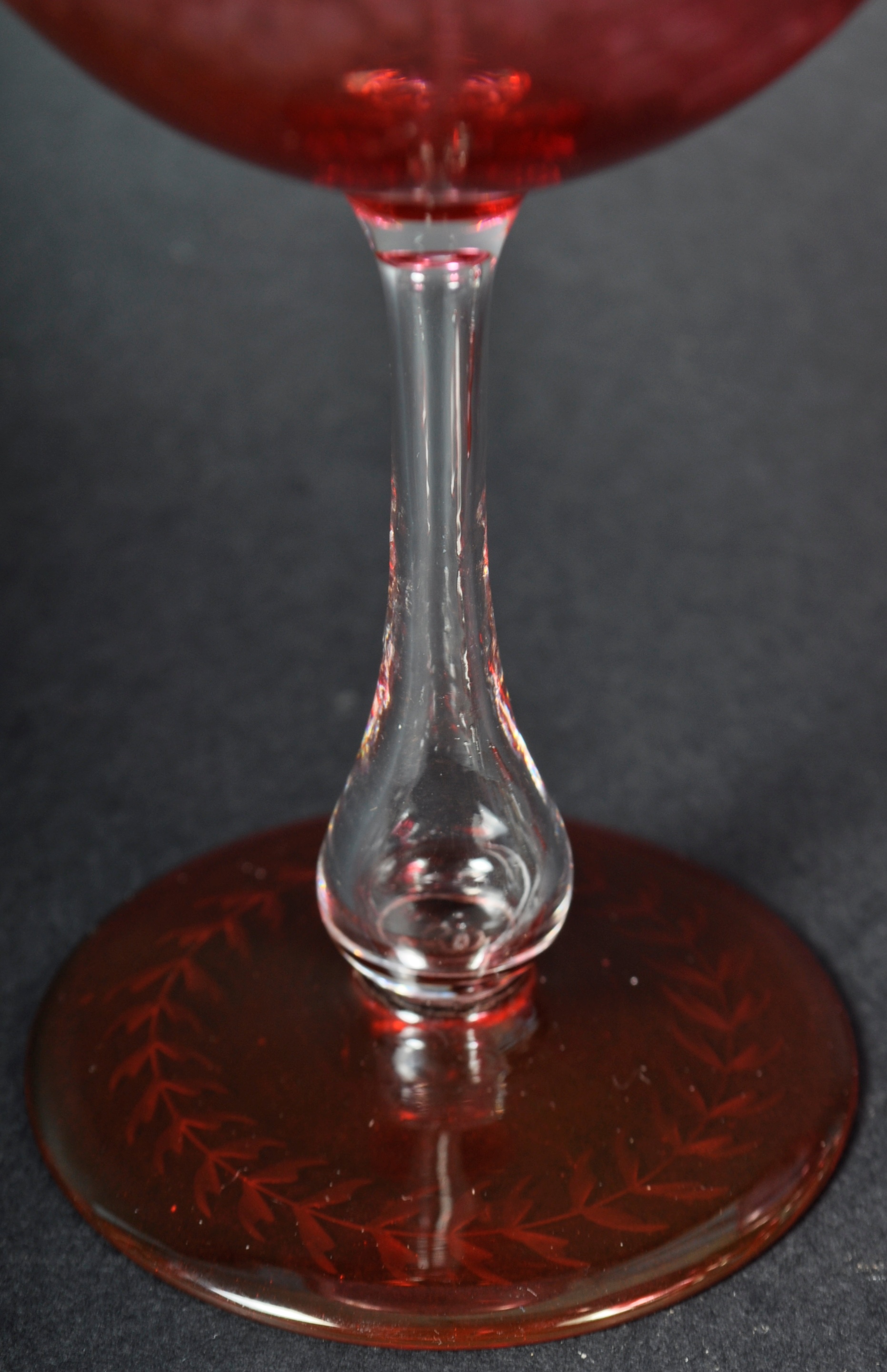 SET OF 19TH CENTURY BOHEMIAN CRANBERRY WINE GLASSES - Image 6 of 8