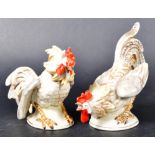 PAIR OF 19TH CENTURY GERMAN PORCELAIN FIGHTING COCKERELS