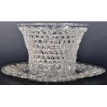 18TH CENTURY GEORGE III BRISTOL MADE OPENWORK GLASS BASKET & STAND