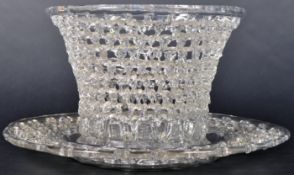 18TH CENTURY GEORGE III BRISTOL MADE OPENWORK GLASS BASKET & STAND