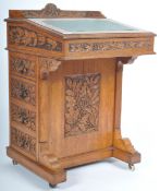 19TH CENTURY VICTORIAN CARVED OAK DAVENPORT