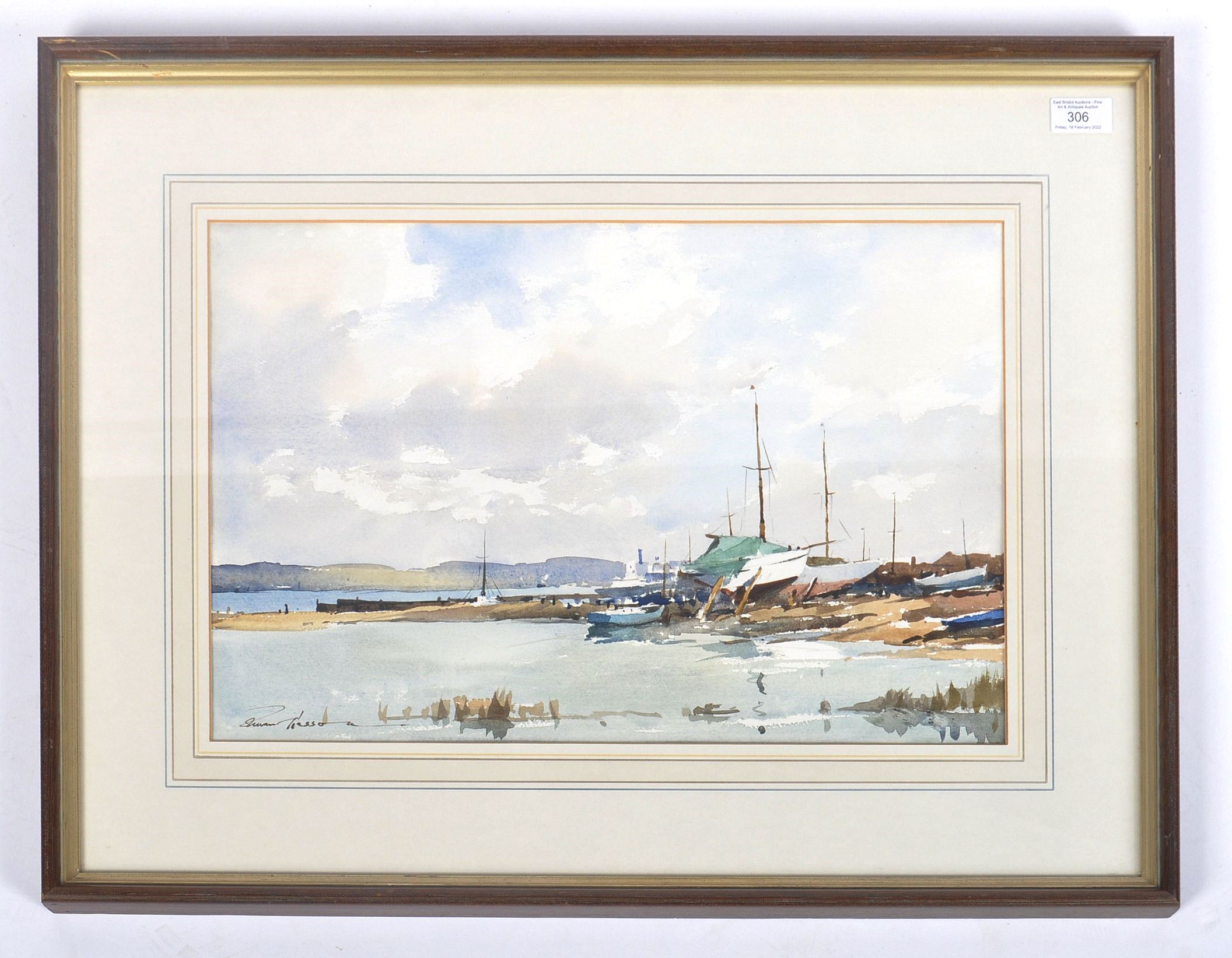 EDWARD WESSON (1910-1983) - WATERCOLOUR PAINTING OF ISLE OF WIGHT