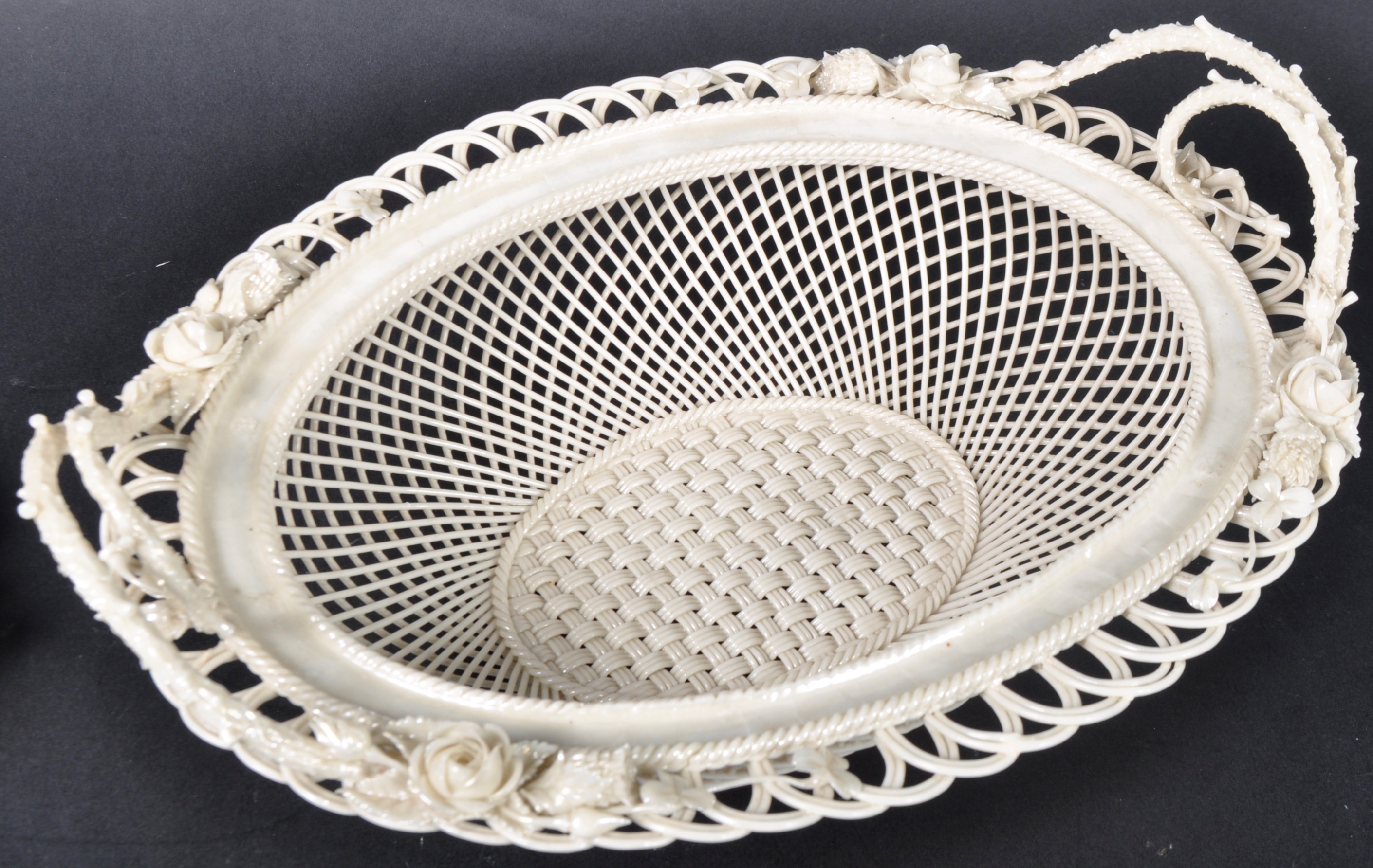 FIRST PERIOD BELLEEK PORCELAIN BASKET & COVER - Image 8 of 9