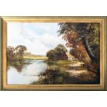 HENRY COOPER 'NEAR THAMES DITTON' OIL ON CANVAS PAINTING
