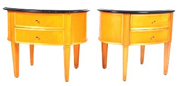 MATCHING PAIR OF REPRODUCTION SATINWOOD BEDSIDE TABLES