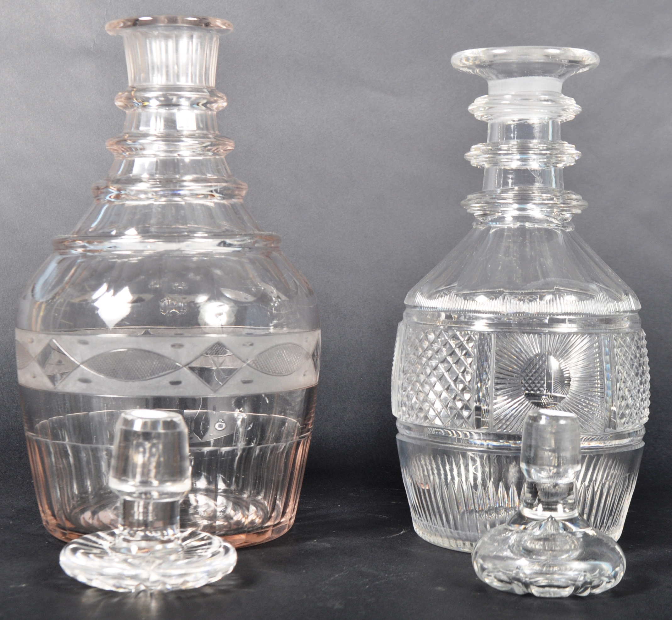 TWO 19TH CENTURY HAND BLOWN PRUSSIAN MANNER DECANTERS - Image 3 of 8