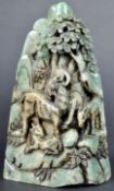 19TH CENTURY CHINESE QING DYNASTY JADE GOAT PANEL