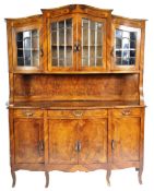19TH CENTURY FRENCH WALNUT AND KINGWOOD BREAKFRONT SIDEBOARD