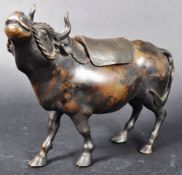19TH CENTURY QING DYNASTY CHINESE BRONZE COW INCENSE BURNER