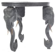EARLY 20TH CENTURY ANGLO INDIAN CARVED ELEPHANT SIDE TABLE