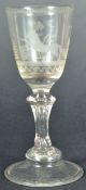 18TH CENTURY GEORGE III ETCHED HORSE WINE GLASS