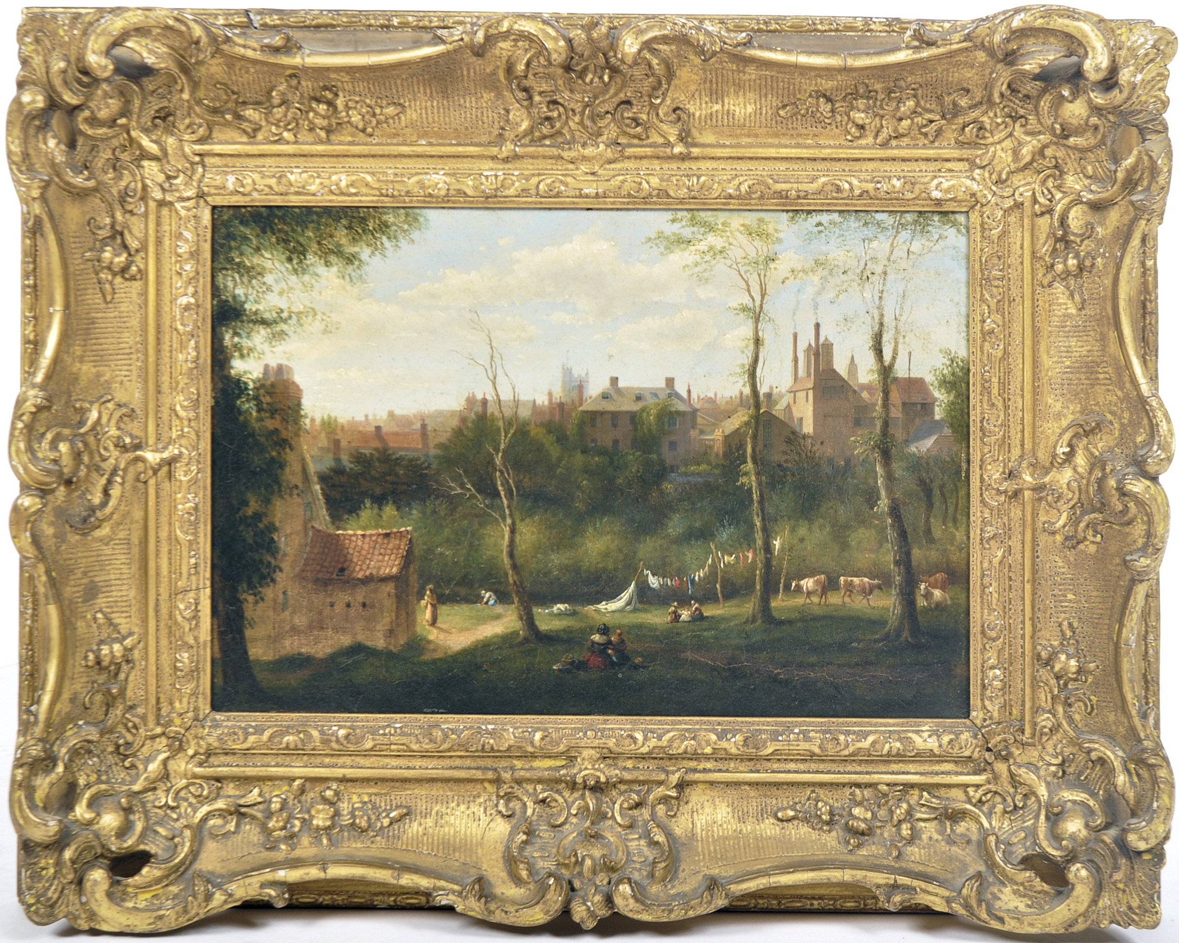 19TH CENTURY DUTCH OIL ON BOARD LANDSCAPE PAINTING
