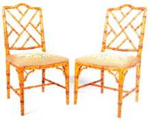 MATCHING PAIR OF 18TH CENTURY STYLE FAUX BAMBOO CHAIRS