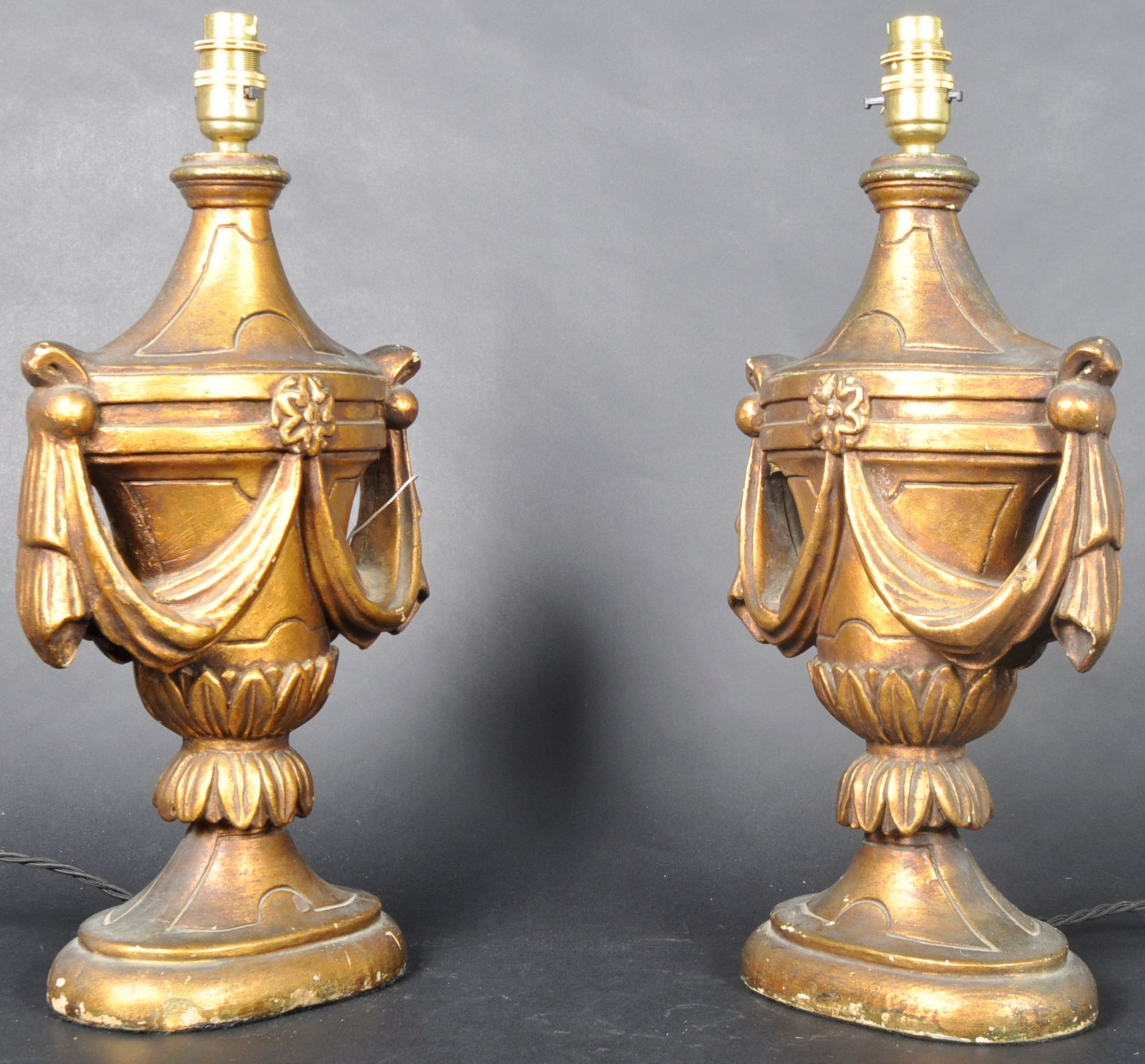 PAIR OF ART DECO GILT RESIN TABLE LAMP LIGHTS OF URN FORM - Image 3 of 9