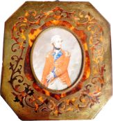 18TH CENTURY MILITARY PORTRAIT IN BOULLE WORK FRAME