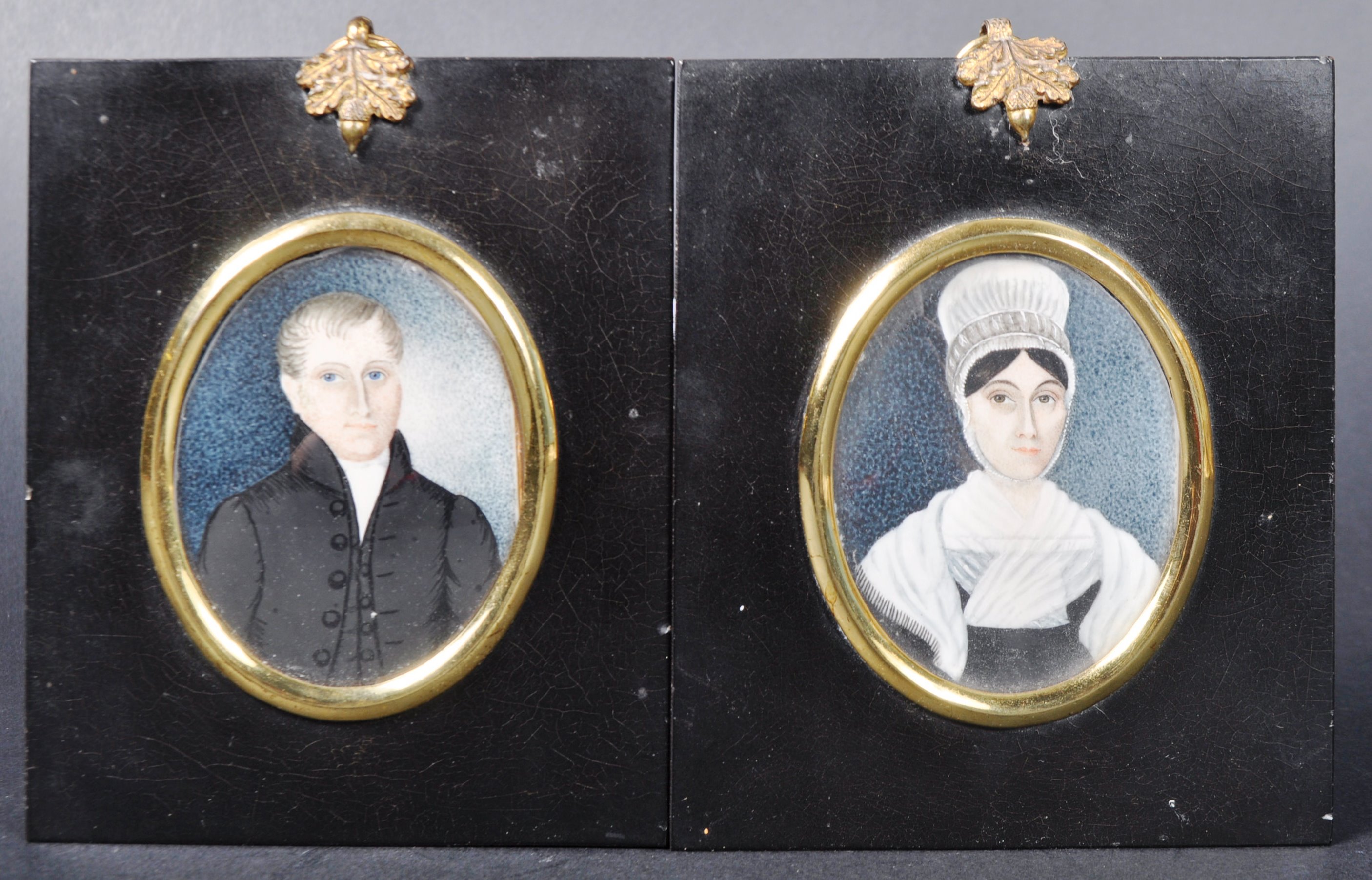 PAIR OF 18TH CENTURY WATERCOLOUR ON IVORY PORTRAIT MINIATURES