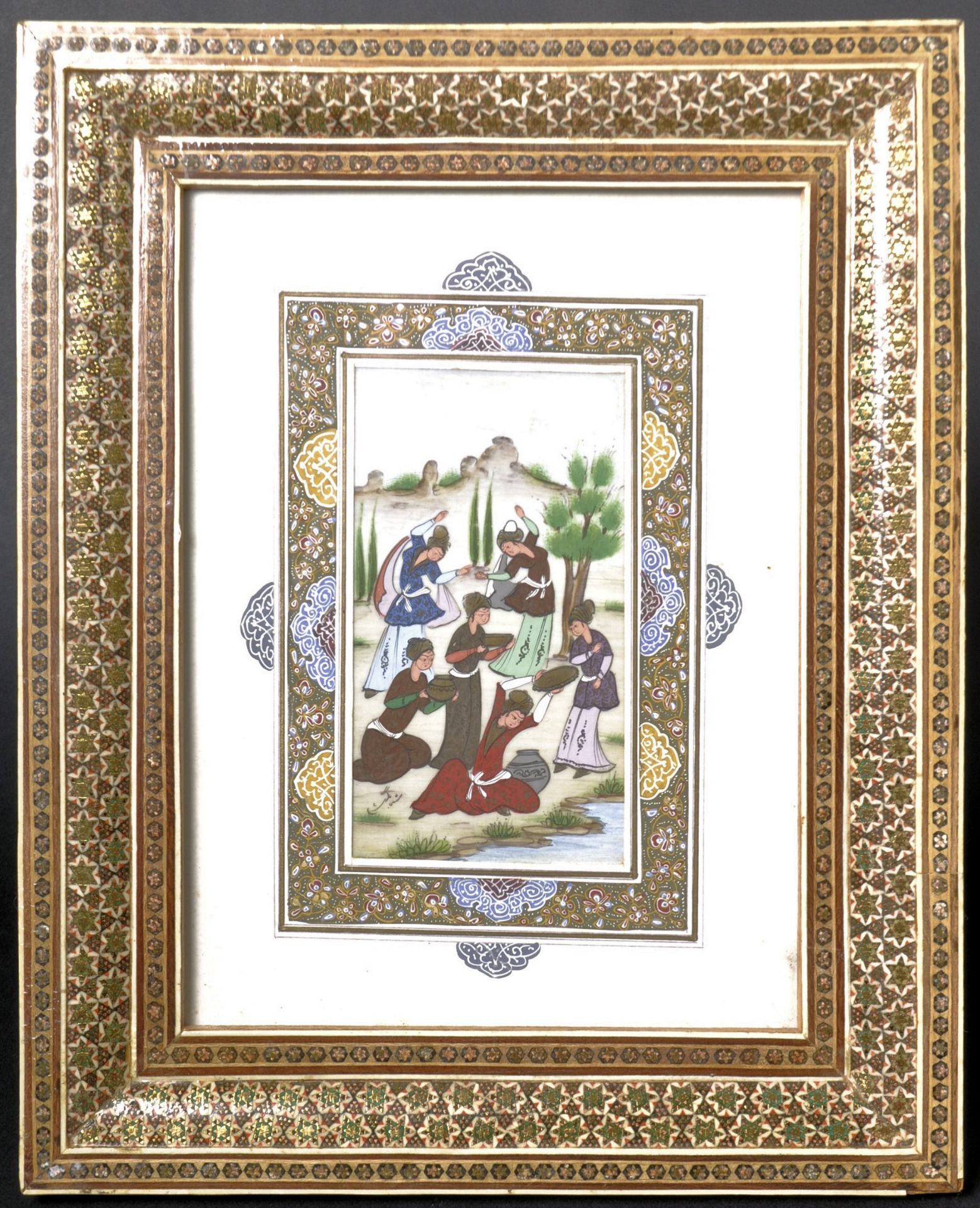 19TH CENTURY ANGLO INDIAN PERSIAN MUGHAL IVORY PANEL IN FRAME