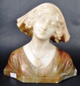 19TH CENTURY TWO TONE MARBLE BUST OF A WOMAN