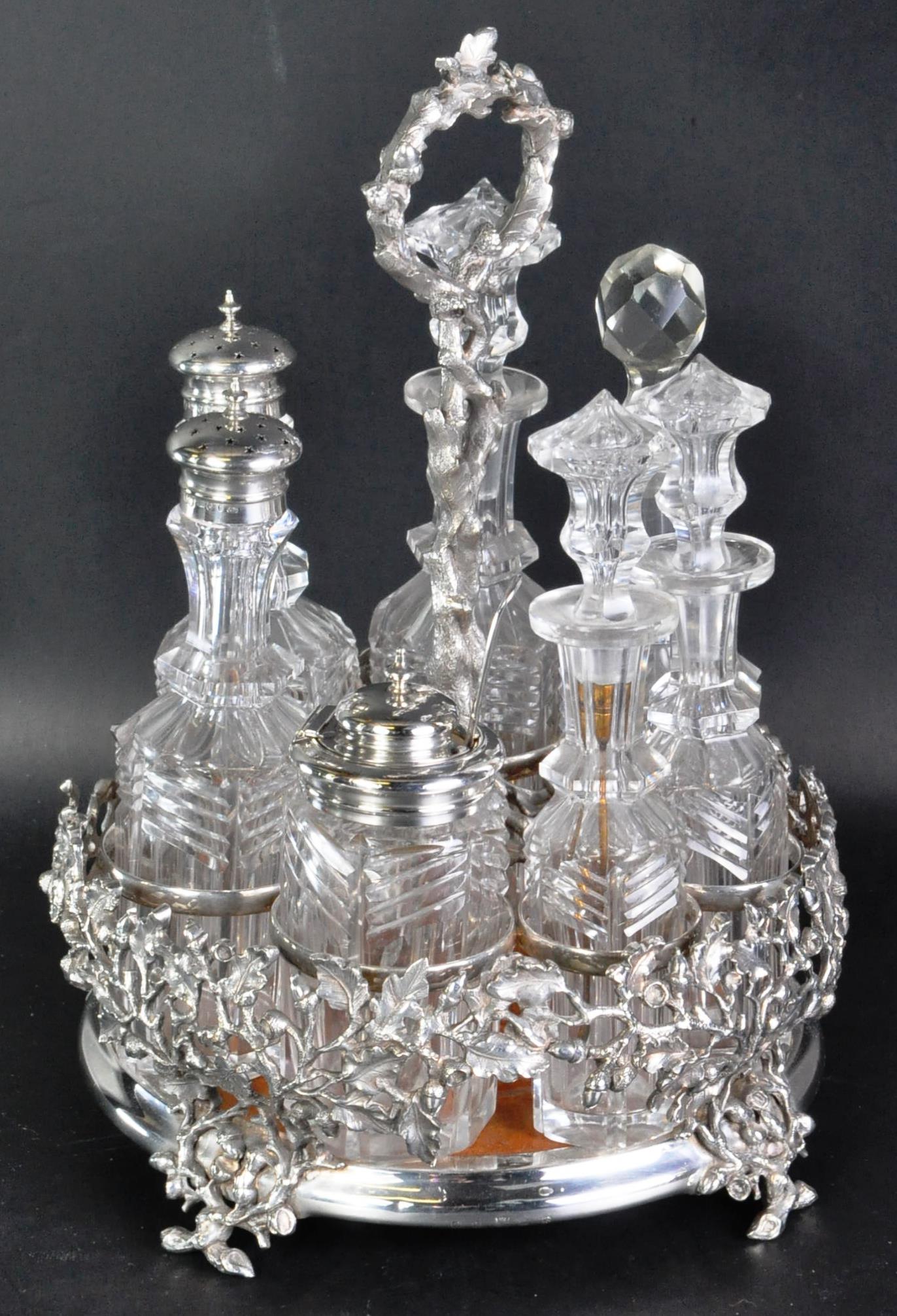 VICTORIAN ELKINGTON SILVER PLATED AND CUT GLASS CRUET SET - Image 7 of 7